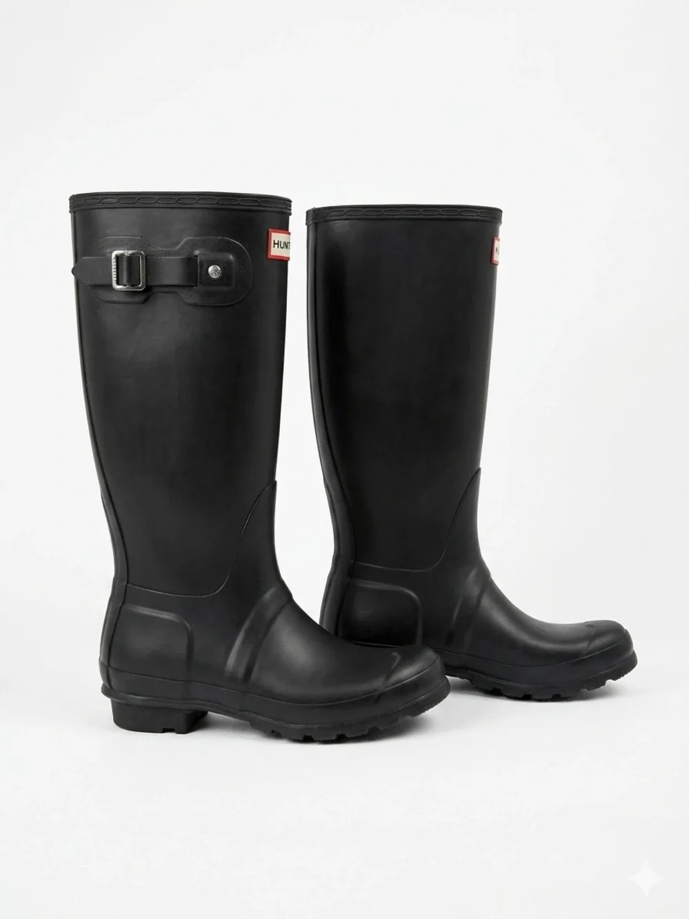Hunter Black Gloss Kids Rain Boot (Interior View)